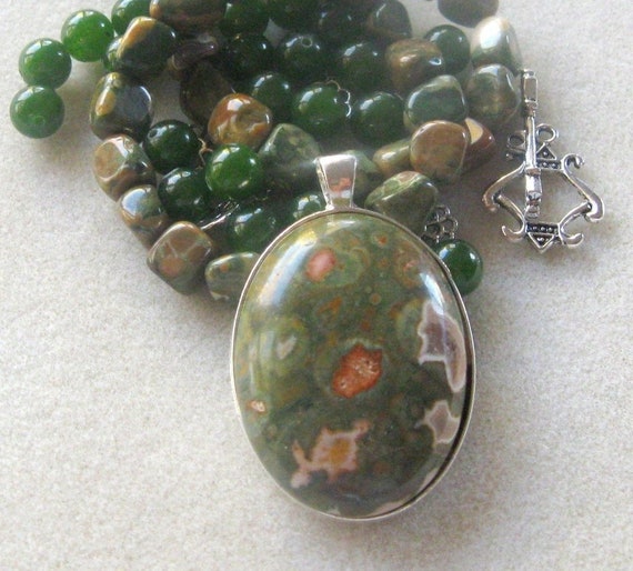 Rhyolite Cabochon, Jade Beads, Jewelry Making, DIY Jewelry Kit - Main Image