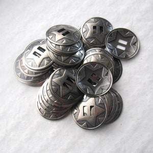 Gunmetal Round Star Slotted Conchos, Embellishments for Hat, Boot, Belt, Bolo Tie, Purse Decor, Rodeo Wear, Jewelry Making, (5)