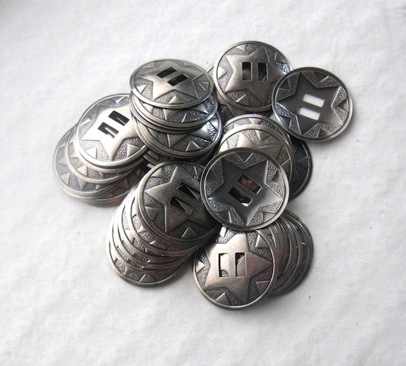 Gunmetal Round Star Slotted Conchos, Embellishments for Hat, Boot, Belt, Bolo Tie, Purse Decor, Rodeo Wear, Jewelry Making, (5)