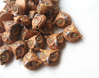 Peruvian Ceramics Brown Owl Head Pendant Bead Craft Supplies Jewelry Making Bead Supplies Ceramic Beads (2)
