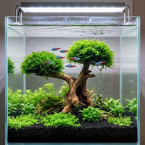 Aquarium-Bonsai aus Treibholz | Moosornament mit doppelter Krone für Aquascaping (DIY-Projekt)