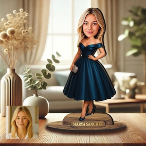 Statuetta in legno 3D personalizzata, caricatura, la tua foto, ragazza elegante, romanticismo, regalo unico, ottimo arredo per la casa e l'ufficio, divertente regalo da scrivania