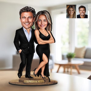 Statuetta in legno 3D personalizzata con cartoni animati, coppia, notte stellata, romanticismo, la tua foto, regalo unico, fantastico arredamento per casa e ufficio, divertente regalo da scrivania