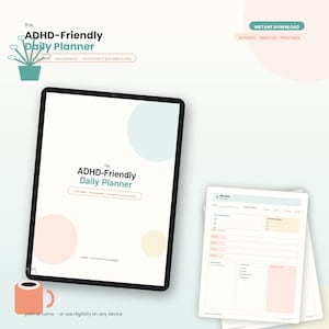 ADHD Daily Planner Printable, Undated Digital Planner PDF, ADHD Friendly Planner for Adults, Time Blindness Planner, Brain Dump Journal