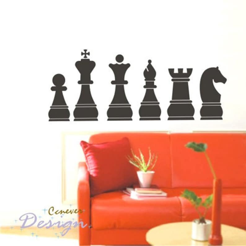 Chess Board Pieces 60inch W----Removable Graphic Art wall decals stickers home decor