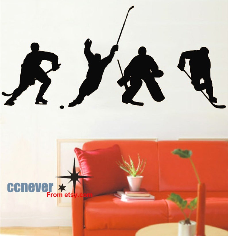 4 Hockey Player Sports Game 86inch----Removable Graphic Art wall decals stickers home decor