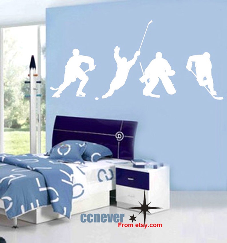 4 Hockey Player Sports Game 86inch----Removable Graphic Art wall decals stickers home decor