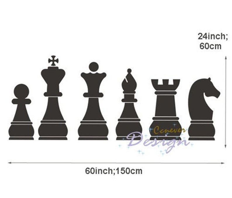 Chess Board Pieces 60inch W----Removable Graphic Art wall decals stickers home decor