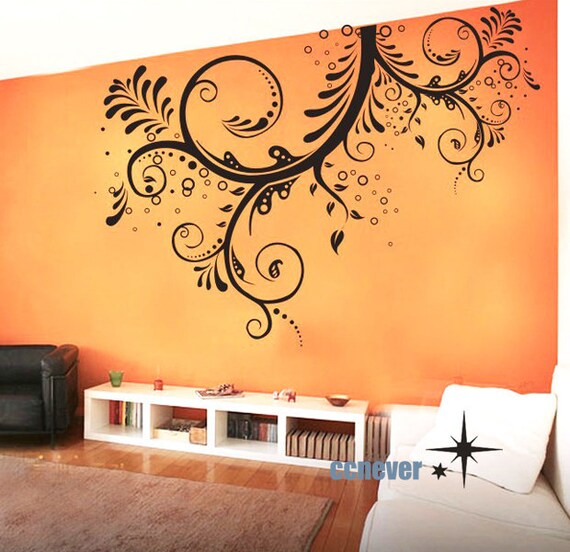 large 66x44 inches flower bloomingart graphic vinyl wall | etsy