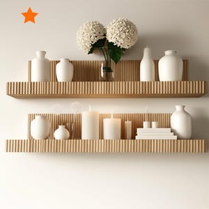 Custom Floating Fluted Shelf | Mid-Century | Wall Shelf | Kitchen Shelves | Floating Shelves | Unique | Custom | Vintage | Modern | Handmade