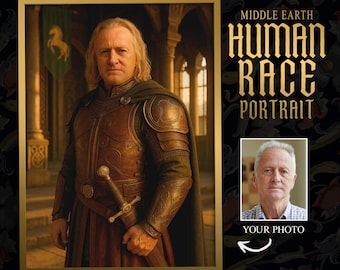 Retrato personalizado estilo Théoden: Arte del Rey Anciano de la Tierra Media (Descarga digital)
