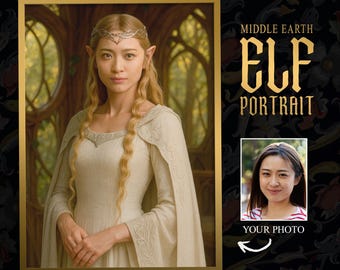 Retrato personalizado de elfo Galadriel: Arte digital de la Tierra Media (Descarga digital)