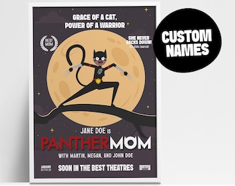 Póster personalizado de PantherMom: Arte de mamá superheroína (descarga digital)