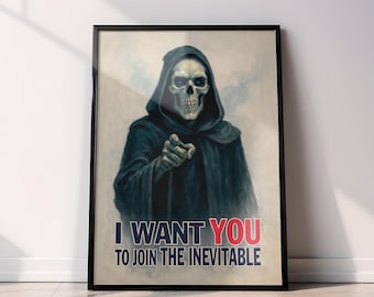 Arte de Terry Pratchett – Póster de Mundodisco de la Muerte / Impresión mural de fantasía gótica / Descarga digital