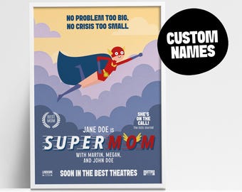 Póster personalizado de SuperMamá - Regalo divertido para el Día de la Madre - Descarga digital