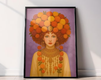 Póster de flores de nacimiento de noviembre / Descarga digital de crisantemos / Arte mural con flores del mes de nacimiento / Regalo de cumpleaños para ella / Decoración floral