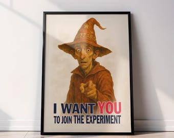 Arte mural fantástico: Póster del mago Rincewind / Arte imprimible de Mundodisco / Descarga digital de Terry Pratchett