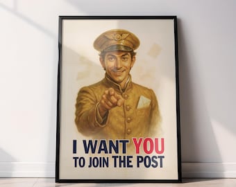 Arte mural de Terry Pratchett: Póster de la oficina de correos de Moist von Lipwig / Decoración imprimible de Mundodisco