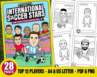 Libro para colorear de leyendas del fútbol: Caricaturas de Mbappé, Haaland y Kane (Descargar PDF/PNG)