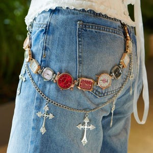 Vintage Silver Cross Charm Belt Chrome Hearts Cemetery Buckle + Silver Cross Pendant Black  main image 3