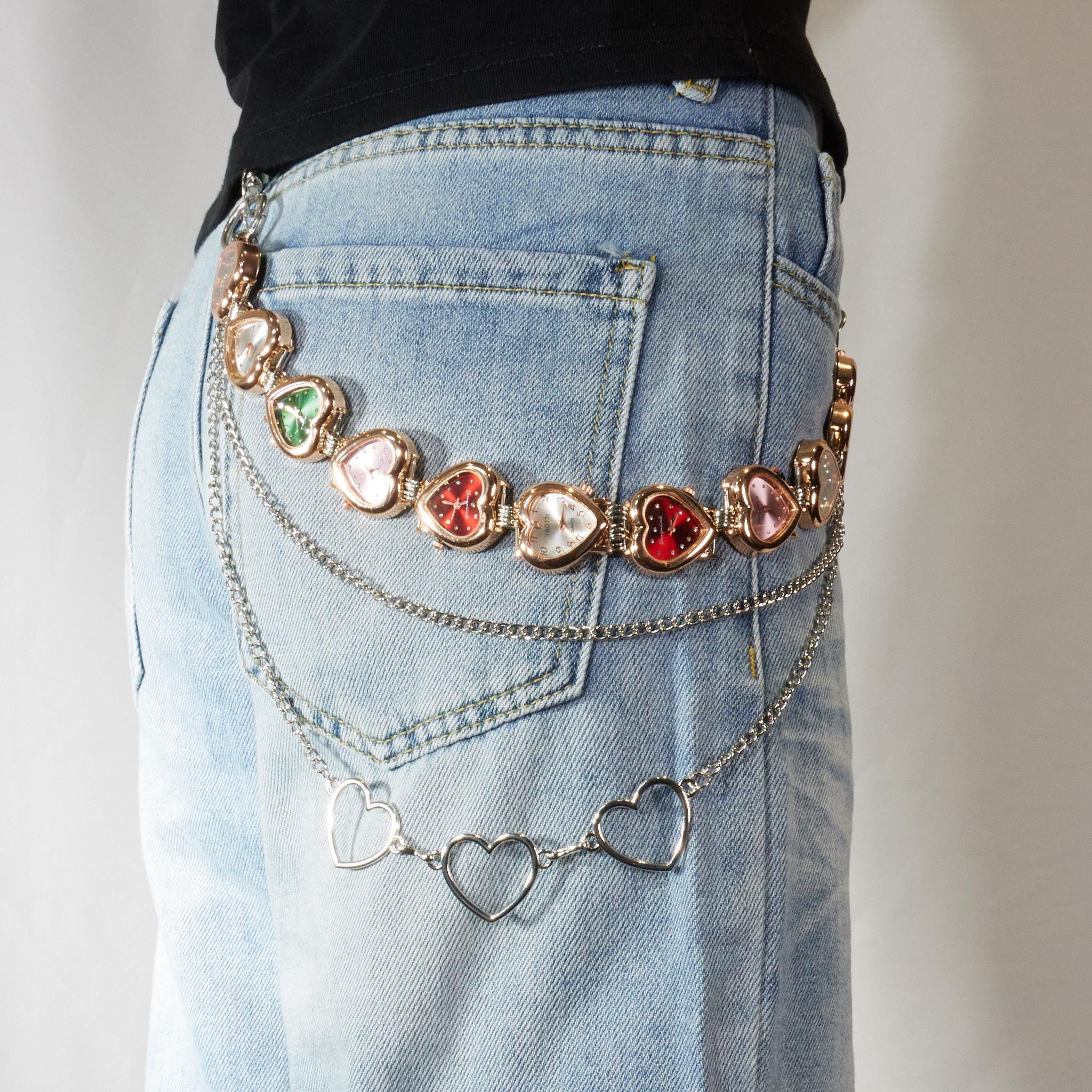 Vtg 1950s metal belt. Hearts adjustable w/ dangling heart. 26-32 inch waists. Vintage Heart Belt - Etsy main image 3