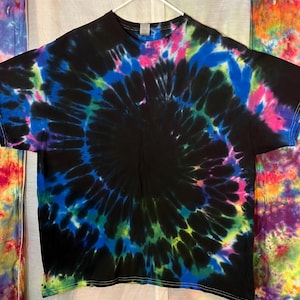 Black Overdye Tie Dye T-Shirt: Mens 2XL Gildan Cotton