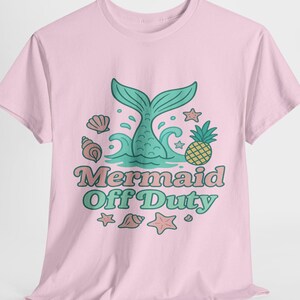 Mermaid Off Duty T Shirt Retro Summer Tee Sea Lover Gift Cute Ocean Vibes Shirt Unisex Cotton Top Beach Day Apparel
