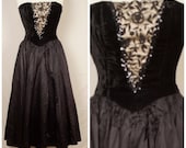 Gunne Sax black velvet and satin 80s Vintage long Prom Dress Jessica McClintock Party Cocktail holiday sleeveless corset Dress XS