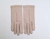 fawn kid leather top stitch dress gloves size 6 7