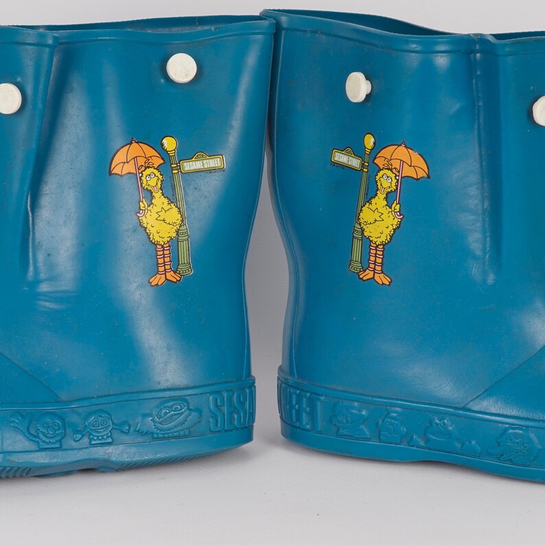 Big Bird Sesame Street 80s vintage kids rain boots size 10 11 Muppets