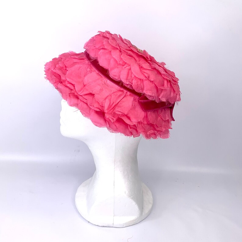 Bright Pink Flower Petal Hat 60s 