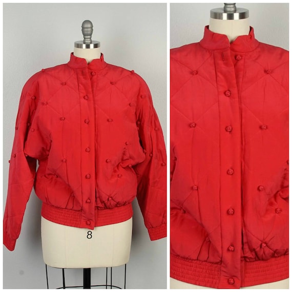 red silk diamond jacket 90s oversize bomber with p