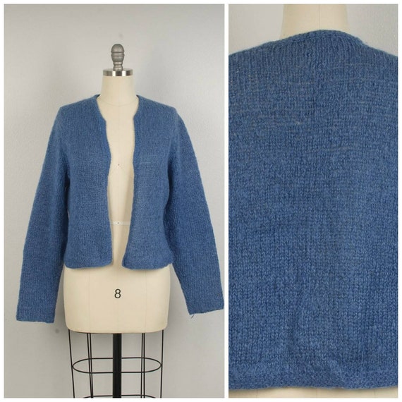 mohair open fit cardigan 80s hand knit sweater
