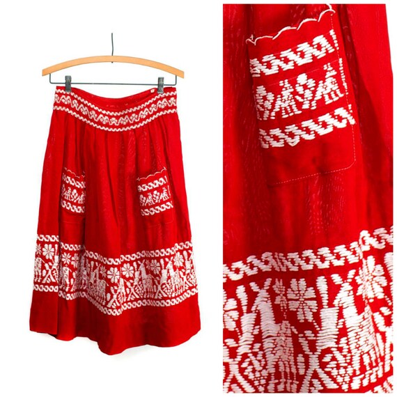 embroidered llama skirt with pockets 40s to 50s vi