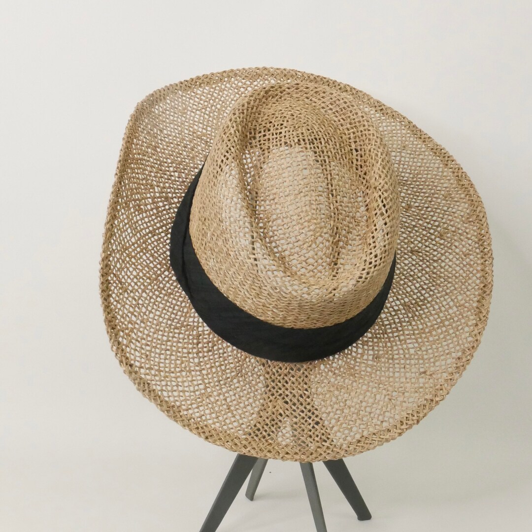 Raffia Straw Panama Hat 80s Vintage Boater Sun Golfing Hat - Etsy