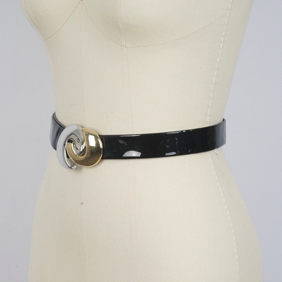 Shiny black patent leather belt adjustable up to 37 inch waist Etsy