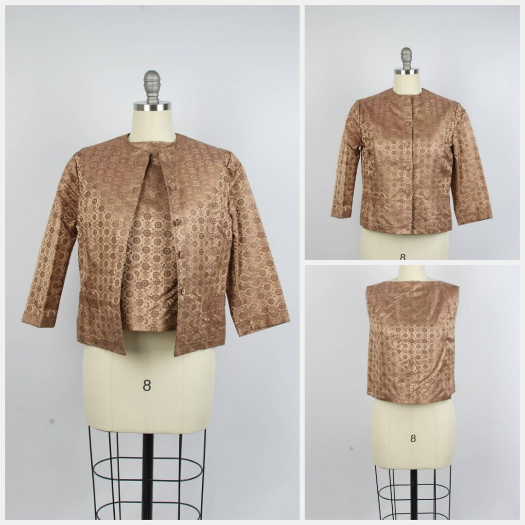 Tailor Made Silk Brocade Jacket and Sleeveless Blouse 50s to - Etsy