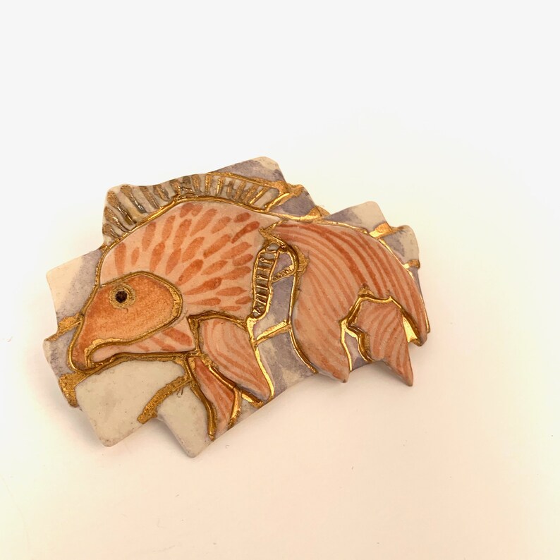 BIG koi goldfish earrings handpainted ceramic fish runway earings