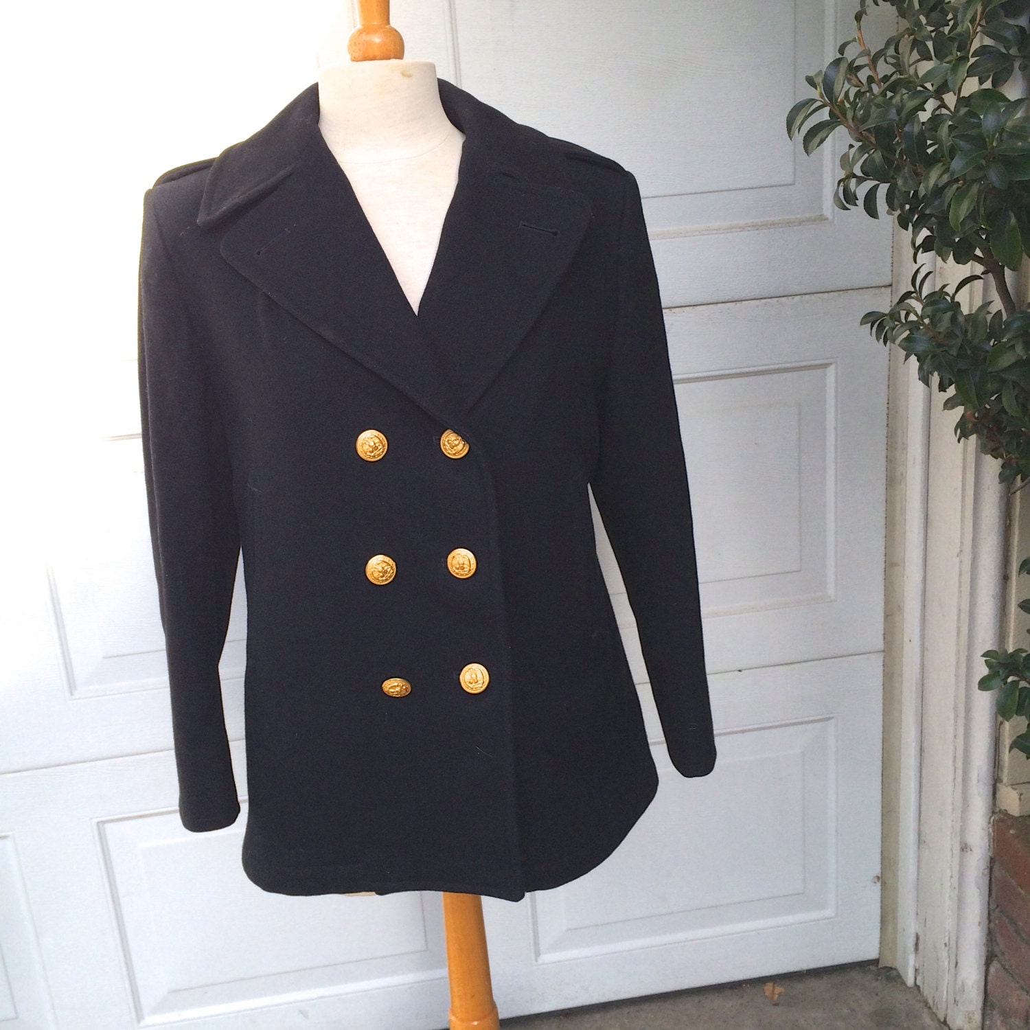 Vintage Military Pea Coat Wool Women's Navy Black Officer | Etsy