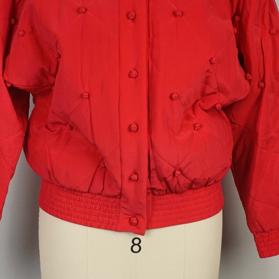 red silk diamond jacket 90s oversize bomber with … - image 4