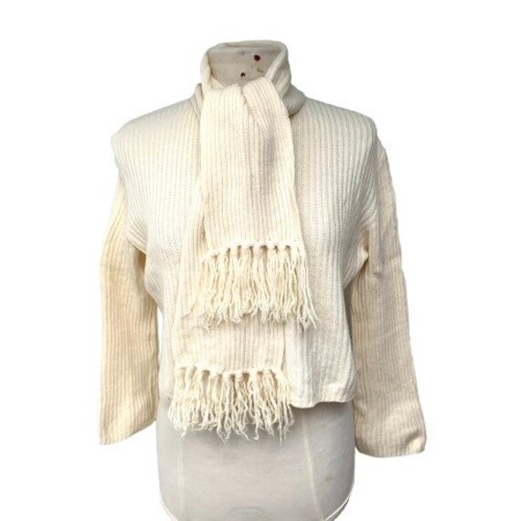 Ribbed Knit Ivory White Cardigan With 
