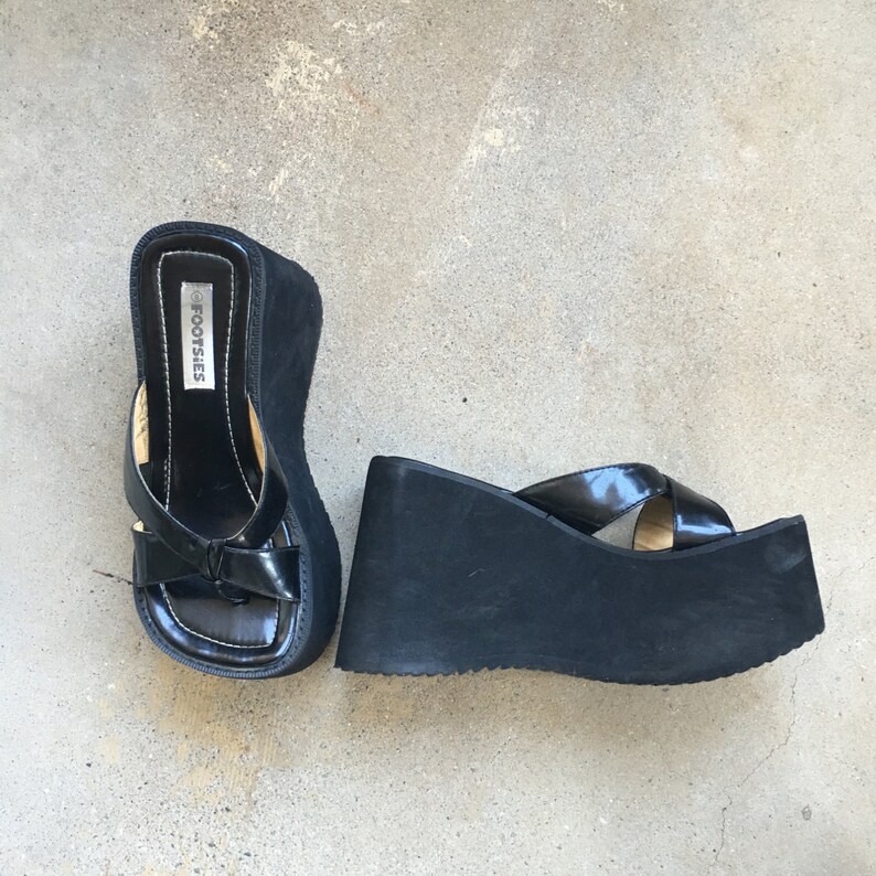 black platform 90s sandals
