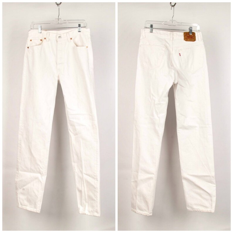 white levi 501 button fly jeans