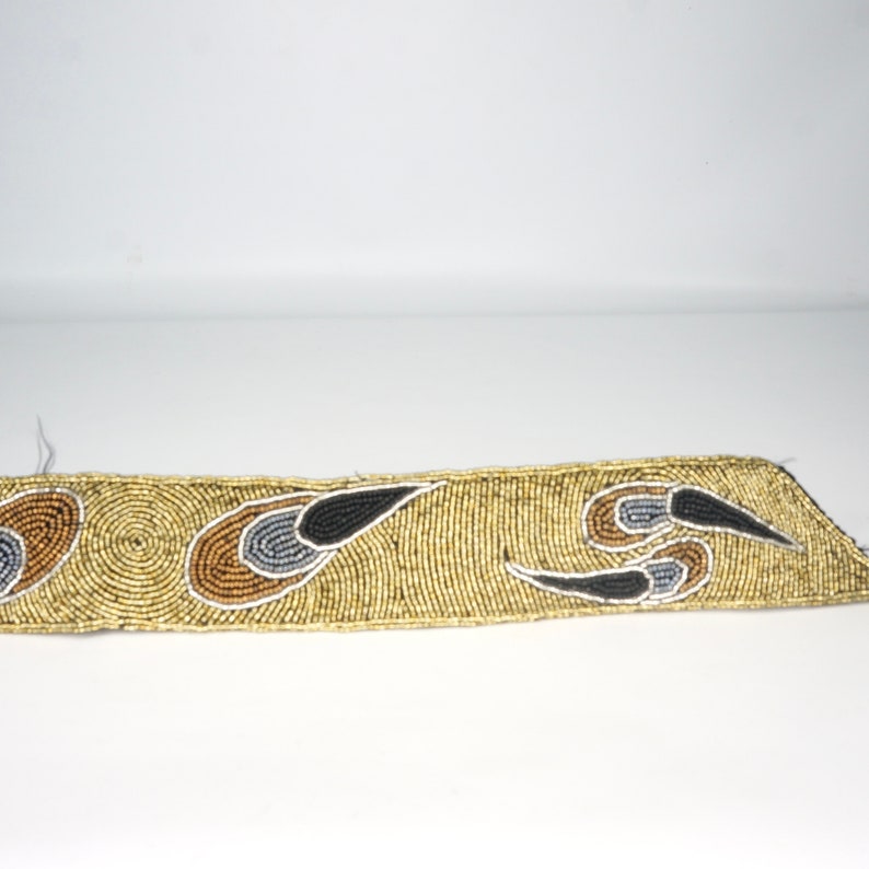 heavily beaded dressy gold satin belt 26 to 28 inch waist 80s to 90s vintage