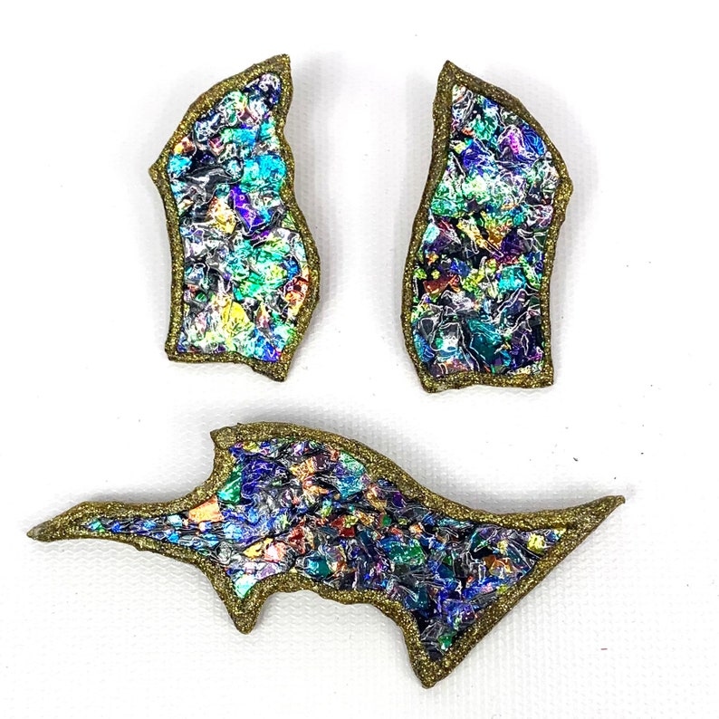 Abstract handmade statement earrings and pin 80s vintage post modern artist jewelry