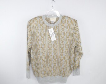 80s to 90s vintage dead stock metallic gold and silver pullover sweater