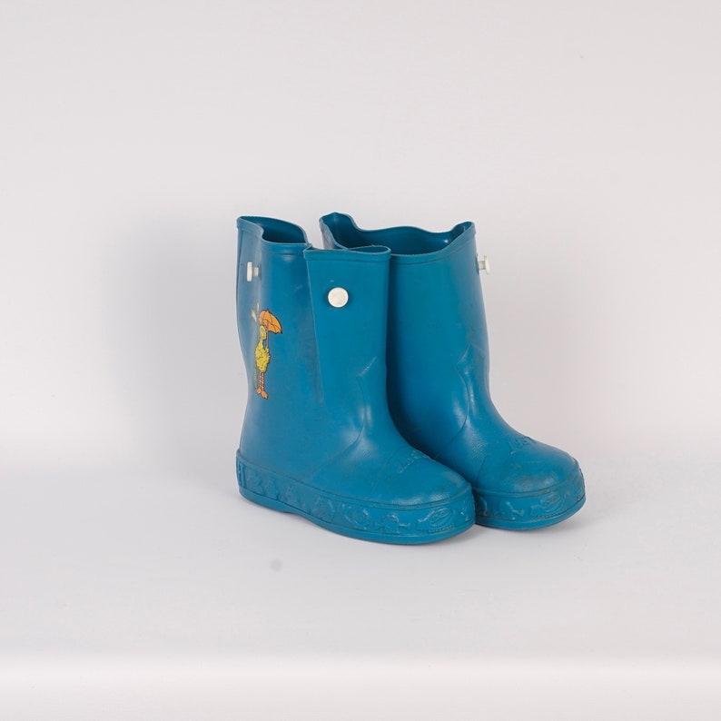 Big Bird Sesame Street 80s vintage kids rain boots size 10 11 Muppets