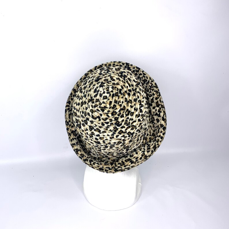 unstructured cheetah print velour hat 1990s vintage bucket hat