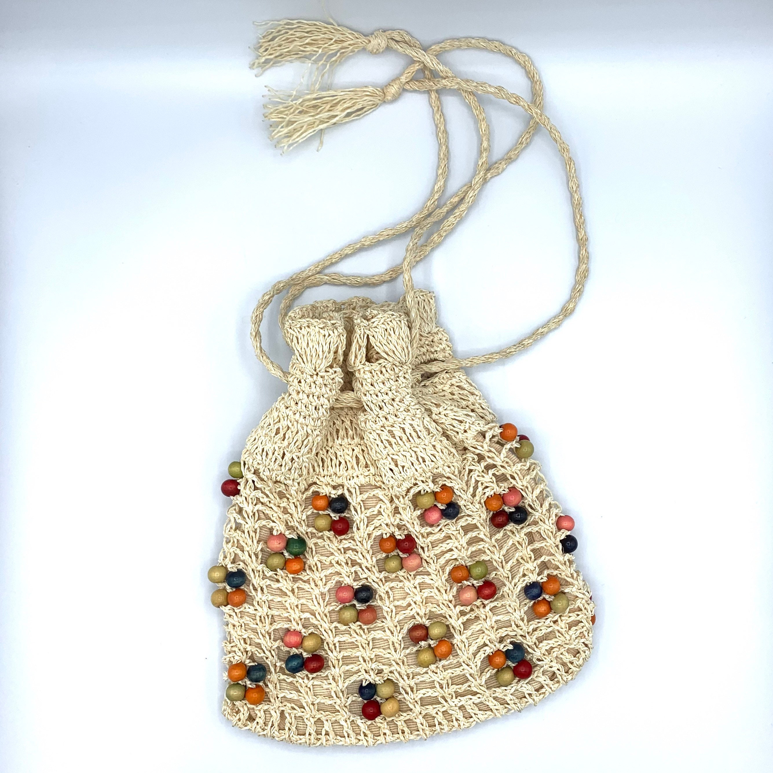 drawstring straw bag
