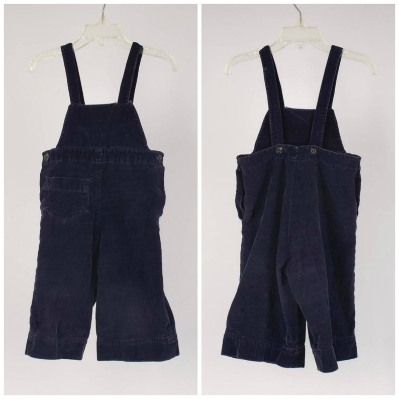 navy blue corduroy wide leg bib overalls 2T 60s vintage